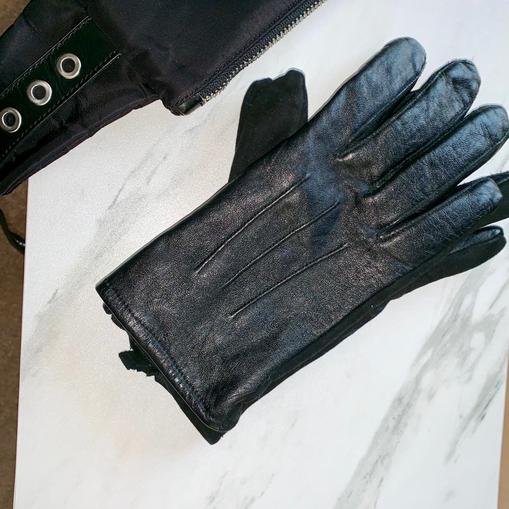 ZARA man leather gloves with suede palm